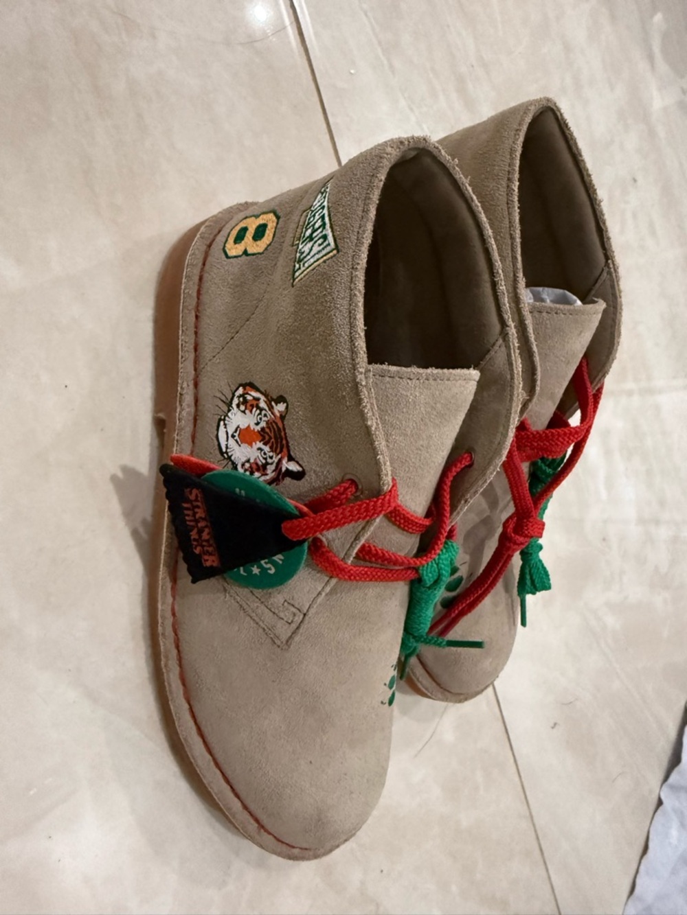 Clark’s Stranger Things edition. Brand new. size 6- Beige Suede Casual